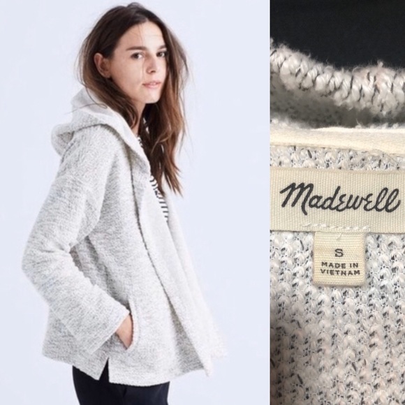 MADEWELL Hoodie Sweater in Cotton White/ Black S - Picture 1 of 7